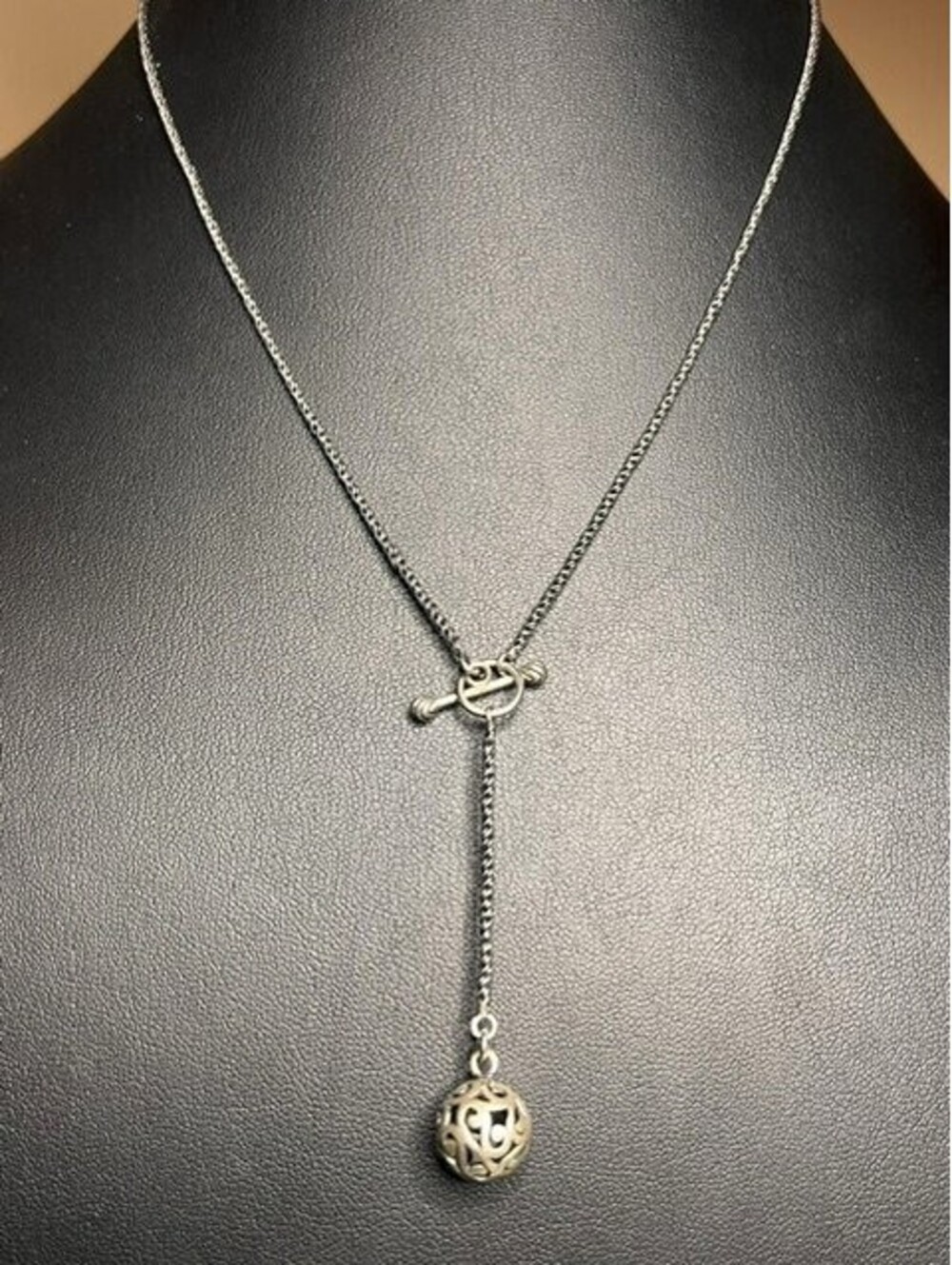 B7014 Silpada Simple Delight Sterling Silver Lariat Y Necklace Orb Pendant N1619
